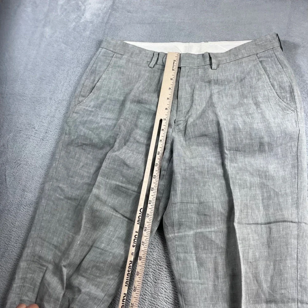 J.Crew Bowery Slim Baird McNutt Irish Linen Dress Pants Light Gray Mens 31x32